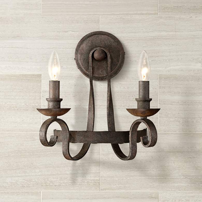Image 1 Quoizel Noble 14" High Rustic Black Wall Sconce