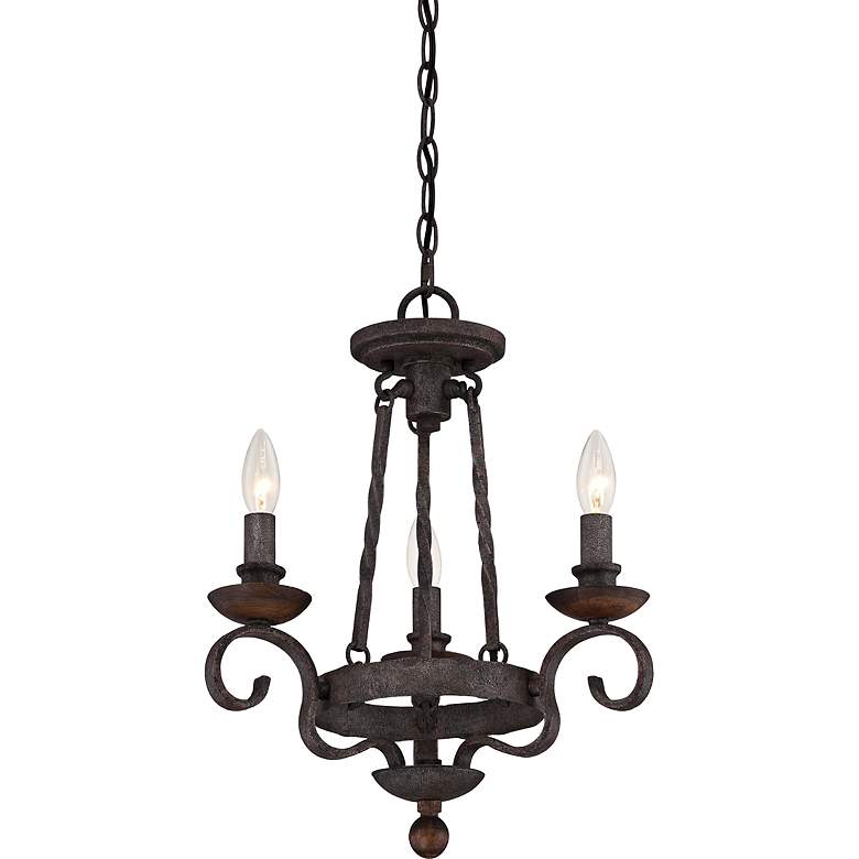 Image 2 Quoizel Noble 15 inch Wide Rustic Black Mini Small Chandelier