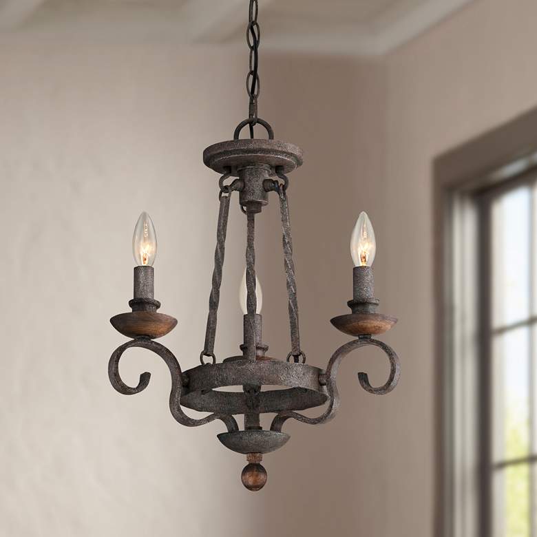 Image 1 Quoizel Noble 15" Wide Rustic Black Mini Small Chandelier