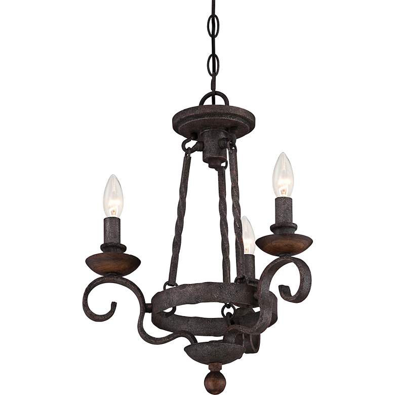 Image 3 Quoizel Noble 15 inch Wide Rustic Black Mini Small Chandelier more views