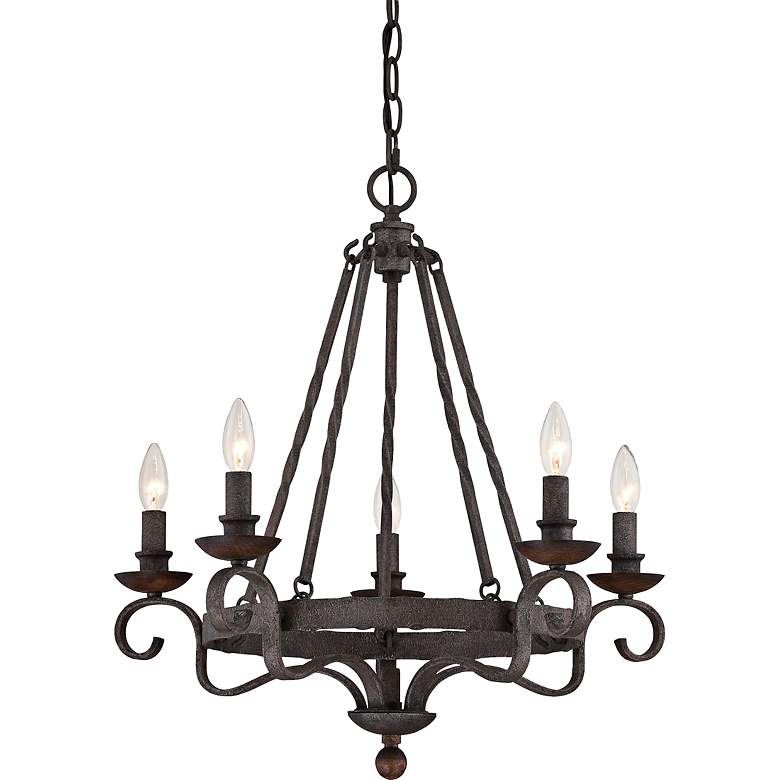 Image 2 Quoizel Noble 24" Wide Rustic Traditional Black Scroll Chandelier