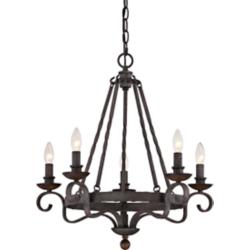 Quoizel Noble 24&quot; Wide Rustic Traditional Black Scroll Chandelier