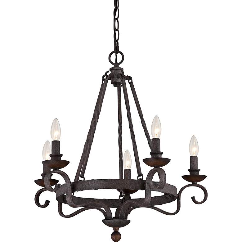 Image 3 Quoizel Noble 24" Wide Rustic Traditional Black Scroll Chandelier more views