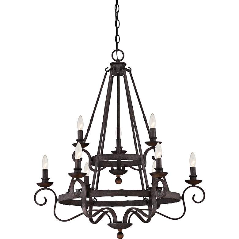 Image 2 Quoizel Noble 32 inch Wide 2-Tier Scroll Arm Rustic Black Chandelier