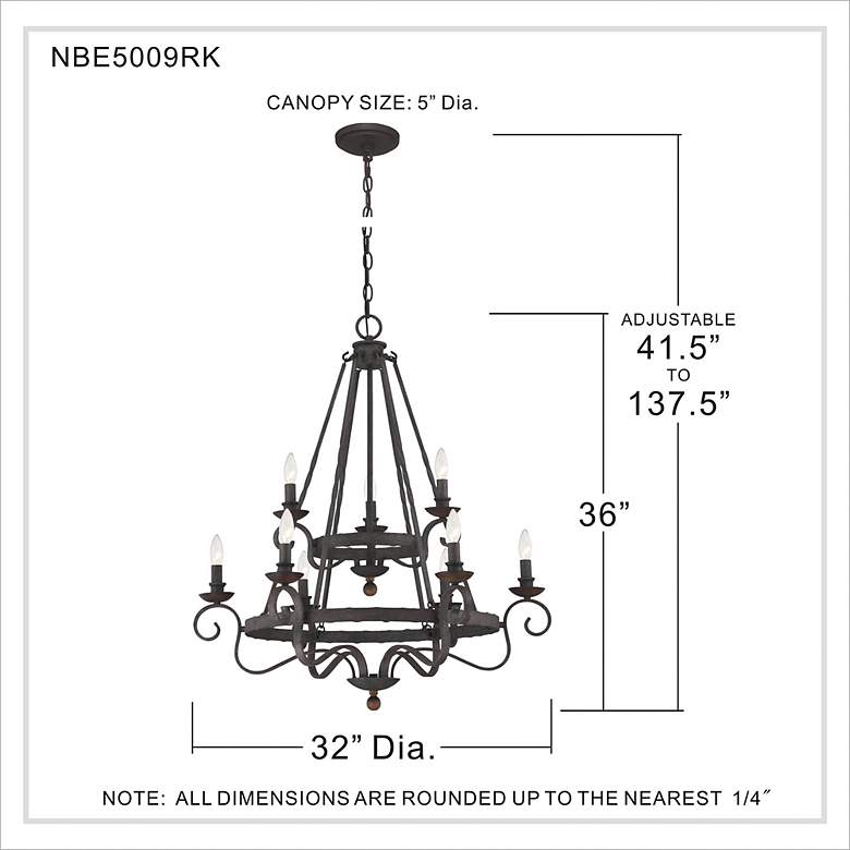 Image 5 Quoizel Noble 32" Wide 2-Tier Scroll Arm Rustic Black Chandelier more views