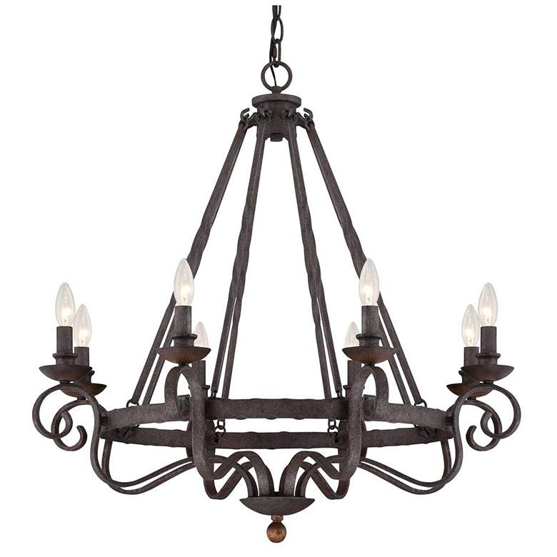 Image 1 Quoizel Noble 32" Wide Rustic Black Metal 8-Light Chandelier