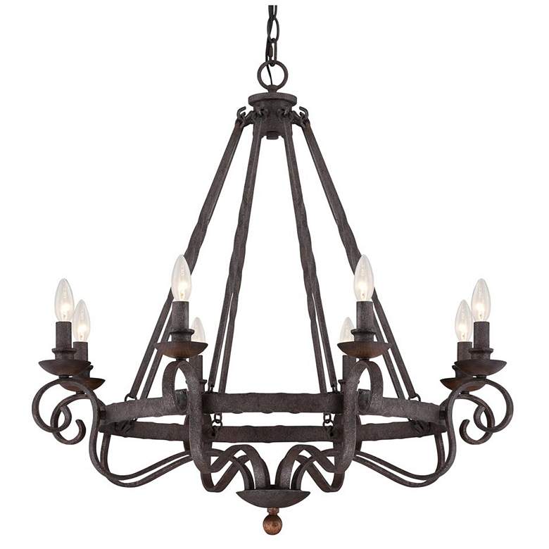 Image 1 Quoizel Noble 32 inch Wide Rustic Black Metal 8-Light Chandelier