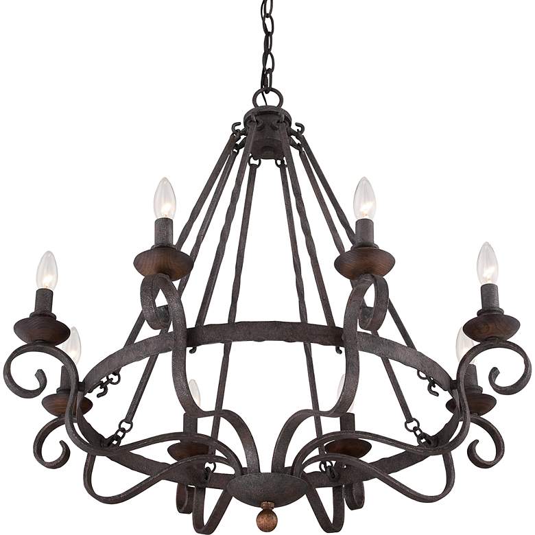Image 2 Quoizel Noble 32" Wide Rustic Black Metal 8-Light Chandelier more views