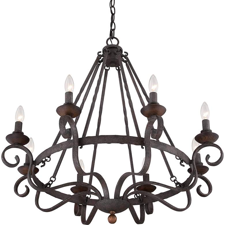 Image 2 Quoizel Noble 32 inch Wide Rustic Black Metal 8-Light Chandelier more views