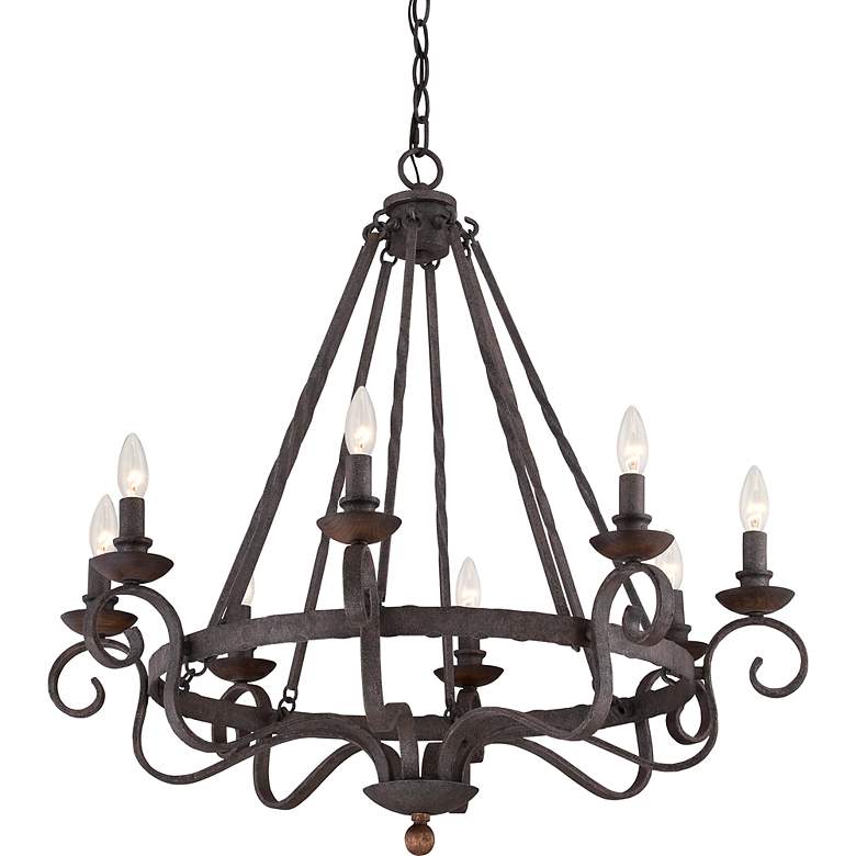 Image 3 Quoizel Noble 32 inch Wide Rustic Black Metal 8-Light Chandelier more views