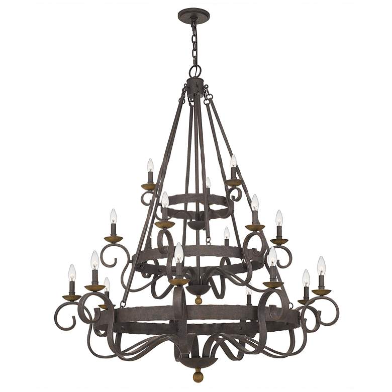 Image 3 Quoizel Noble 48 inchW Rustic Black 18-Light 3-Tier Chandelier more views