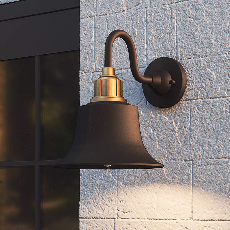 Image 1 Quoizel Nocturne 11 1/2" High Earth Black Outdoor Wall Light