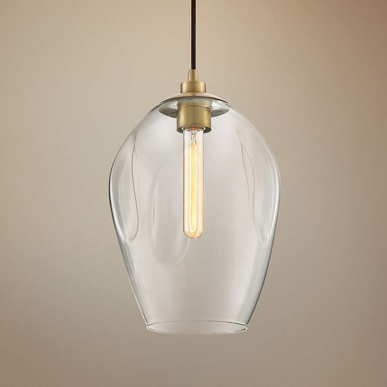 Image 1 Quoizel Nostalgia 9 1/2" Wide Weathered Brass Clear Glass Mini Pendant