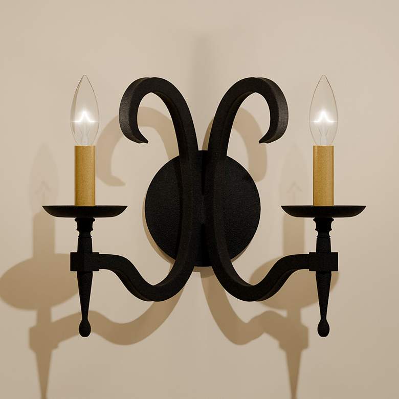 Image 1 Quoizel Octavia 11 1/4" High Earth Black 2-Light Wall Sconce