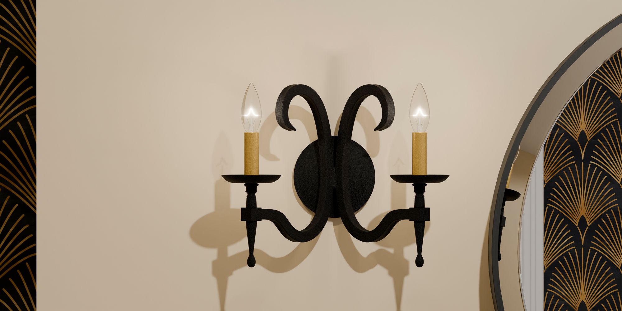 Quoizel Octavia 11 1/4" High Earth Black 2-Light Wall Sconce