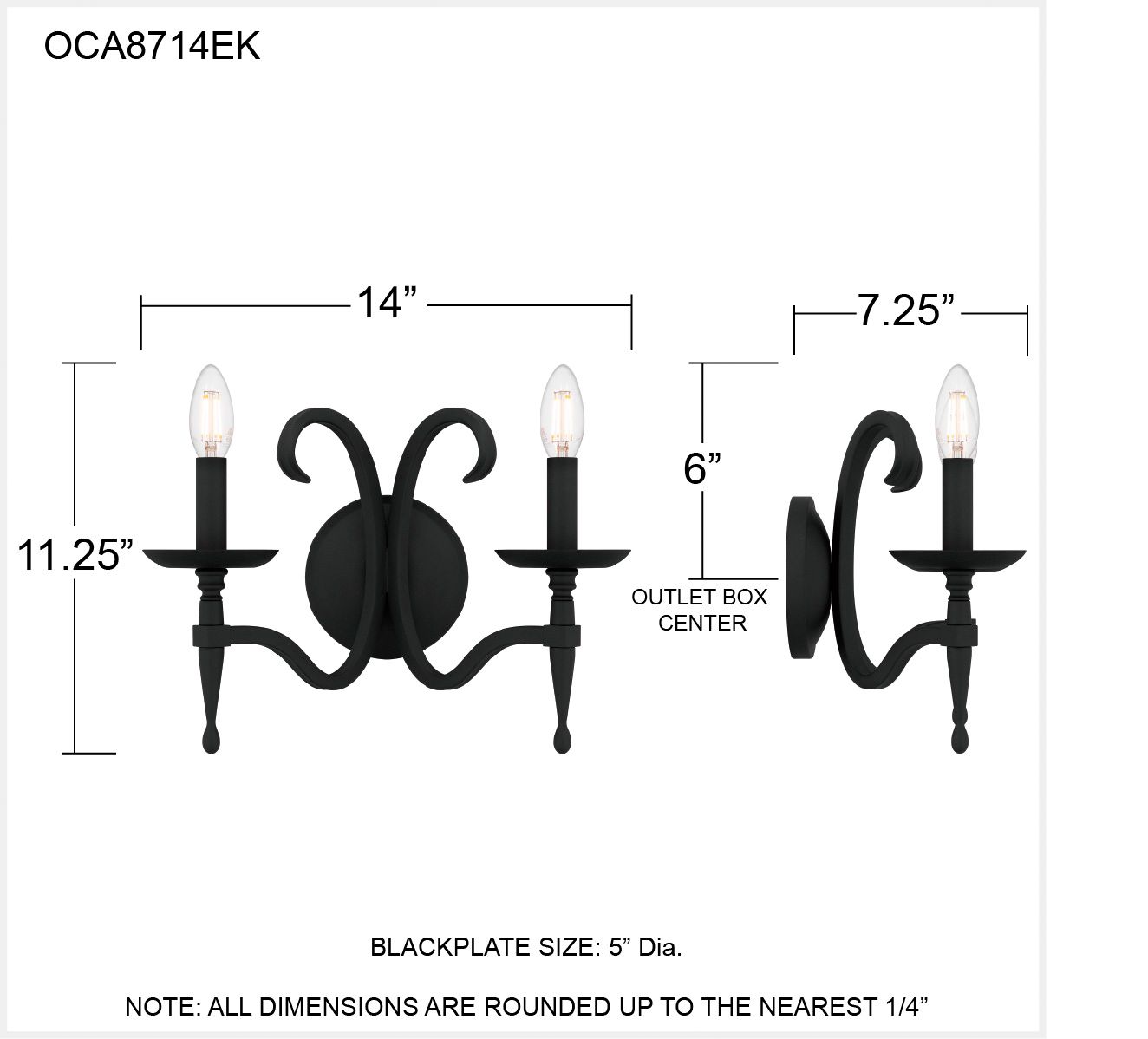 Quoizel Octavia 11 1/4" High Earth Black 2-Light Wall Sconce