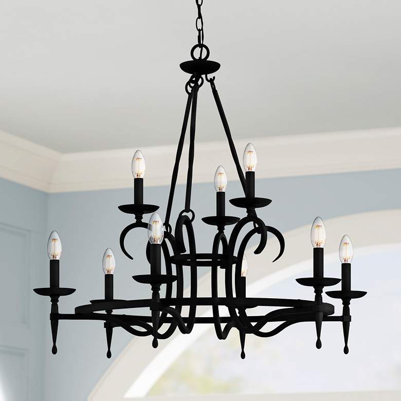 Image 1 Quoizel Octavia 32" Wide Earth Black 9-Light Chandelier