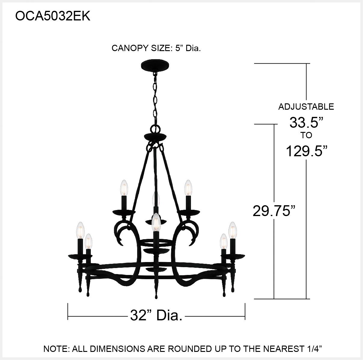 Quoizel Octavia 32" Wide Earth Black 9-Light Chandelier