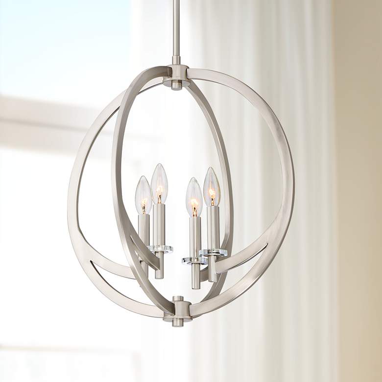 Image 1 Quoizel Orion 18 inch Wide Brushed Nickel 4-Light Open Orb Pendant