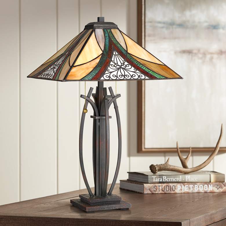 Image 1 Quoizel Orleans 24 3/4" High Valiant Bronze Tiffany-Style Table Lamp