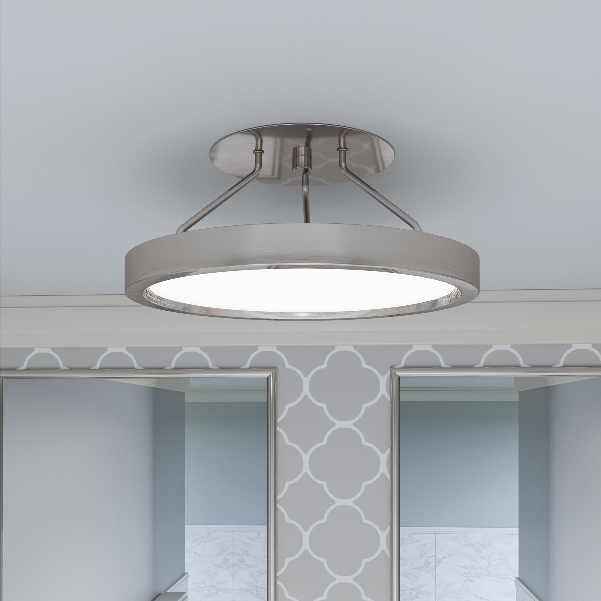 Image Quoizel Outskirts 11" Wide Brushed Nickel LED Ceiling Light