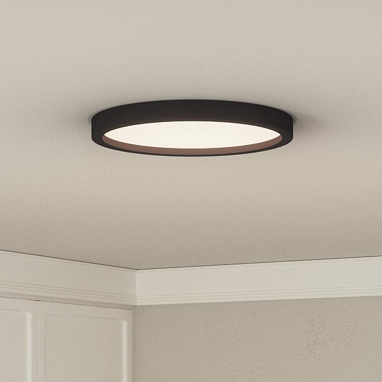 Image 1 Quoizel Outskirts 11" Wide Earth Black Modern Disc LED Ceiling Light