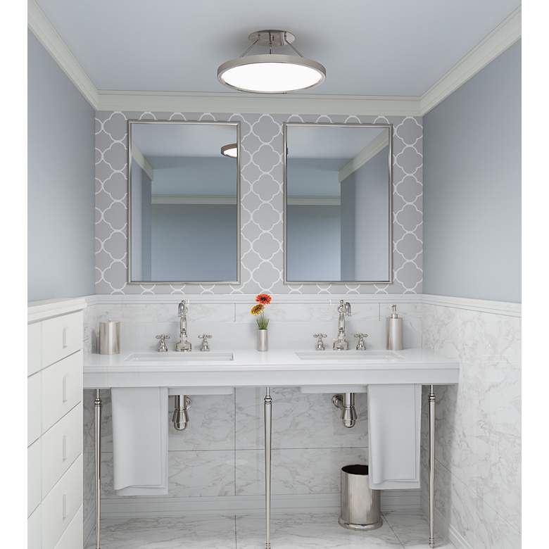Image 4 Quoizel Outskirts 15" Wide Brushed Nickel LED Ceiling Light more views