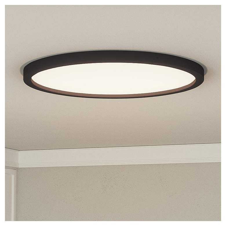 Image 1 Quoizel Outskirts 20" Wide Black Aluminum LED Ceiling Light