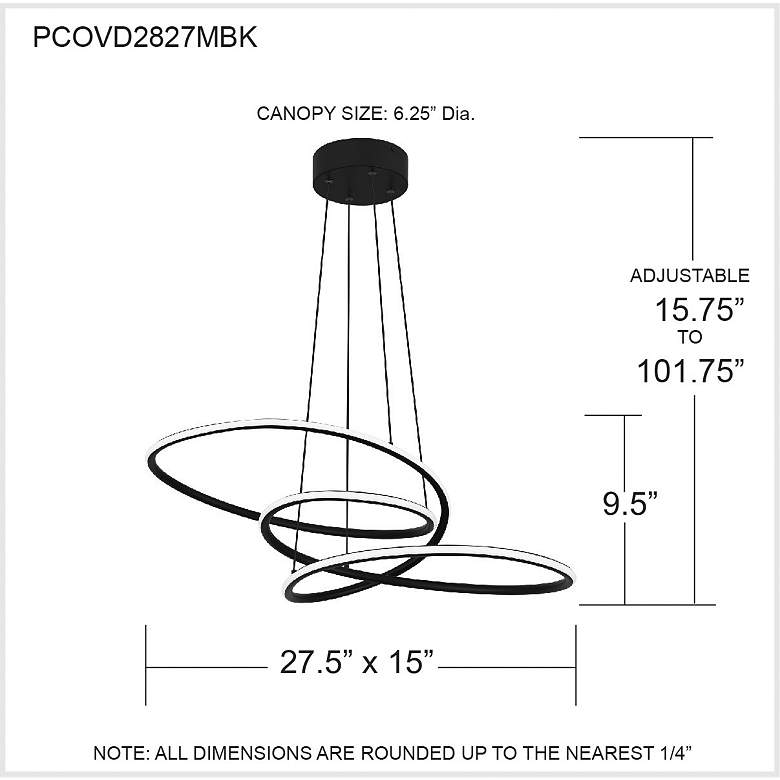 Image 7 Quoizel Ovard 27 1/2" Wide Matte Black LED Pendant Light more views