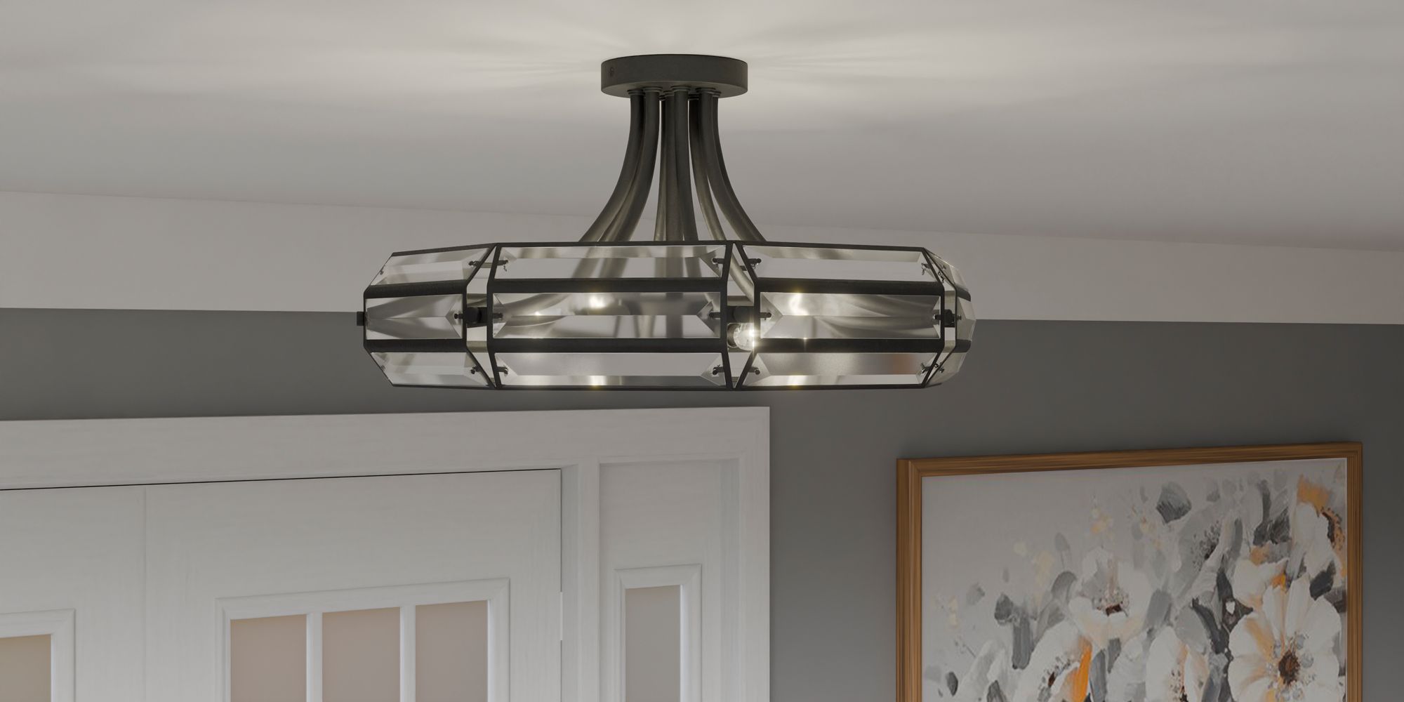 Quoizel Padilla 17" Wide Matte Black 4-Light Ceiling Light