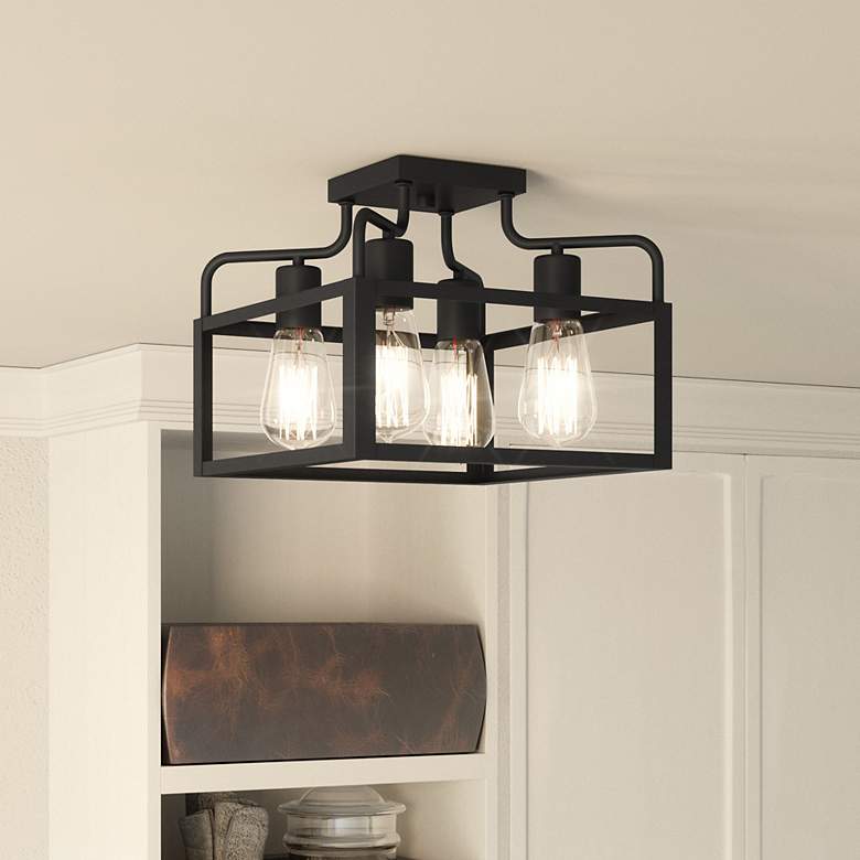 Image 2 Quoizel Paulsen 12" Wide Matte Black 4-Light Ceiling Light
