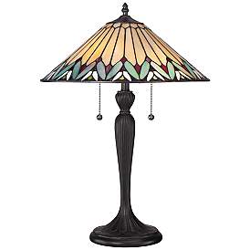 Image2 of Quoizel Pearson 23" High Twin Light Tiffany-Style Table Lamp