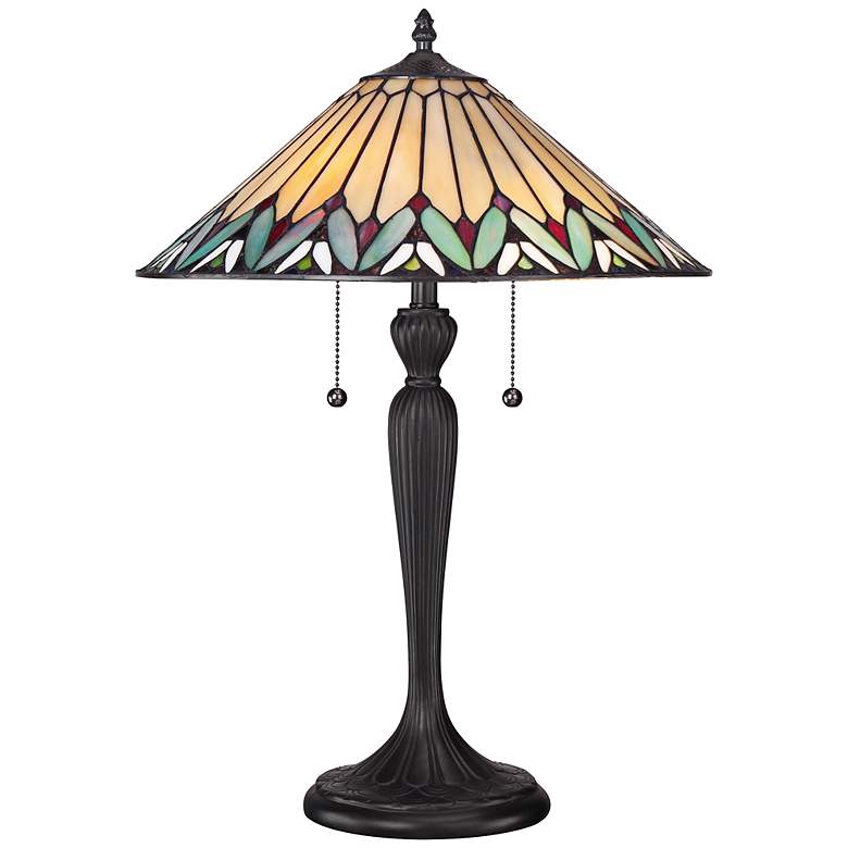 Image 2 Quoizel Pearson 23 inch High Twin Light Tiffany-Style Table Lamp