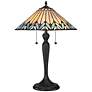 Quoizel Pearson 23" High Twin Light Tiffany-Style Table Lamp