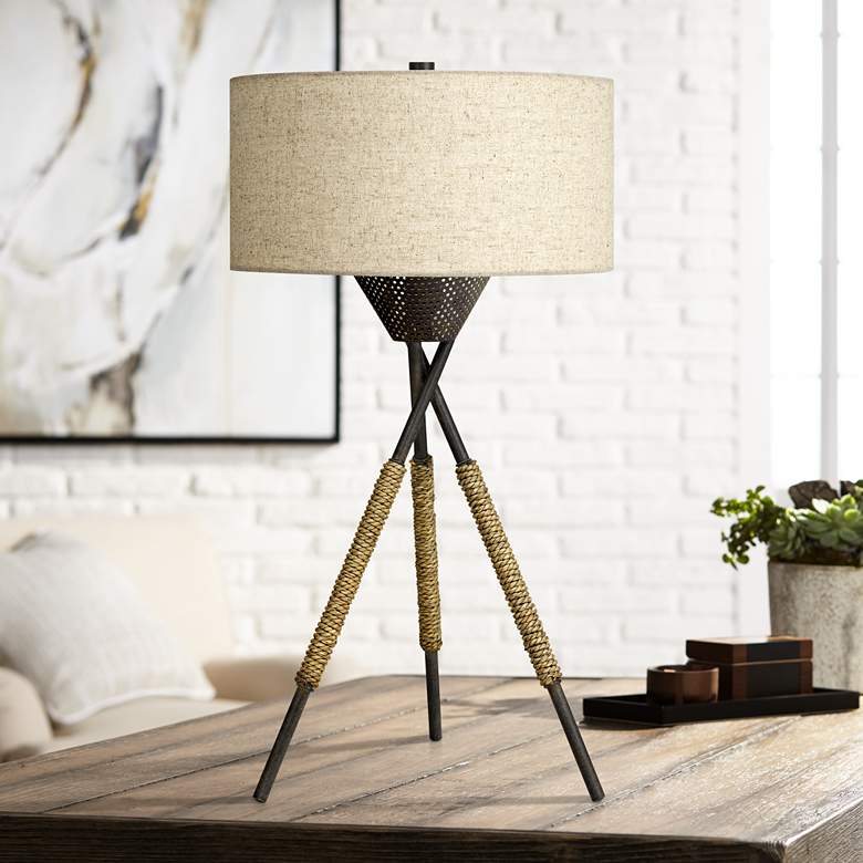 Image 1 Quoizel Pembroke Tarnished Bronze Tripod Table Lamp