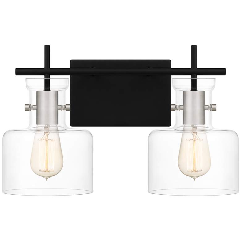 Image 3 Quoizel Pensbury 16" Wide Matte Black Clear Glass 2-Light Wall Sconce