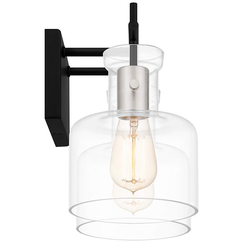 Image 6 Quoizel Pensbury 16" Wide Matte Black Clear Glass 2-Light Wall Sconce more views