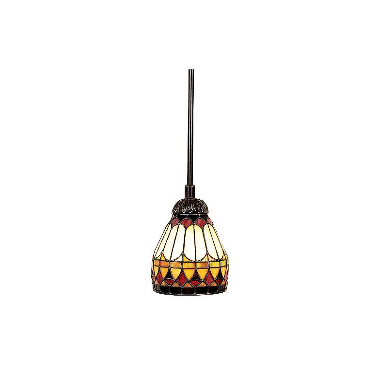 Image 2 Quoizel Piccolo 6 inch Wide Tiffany-Style Glass Mini Pendant Chandelier