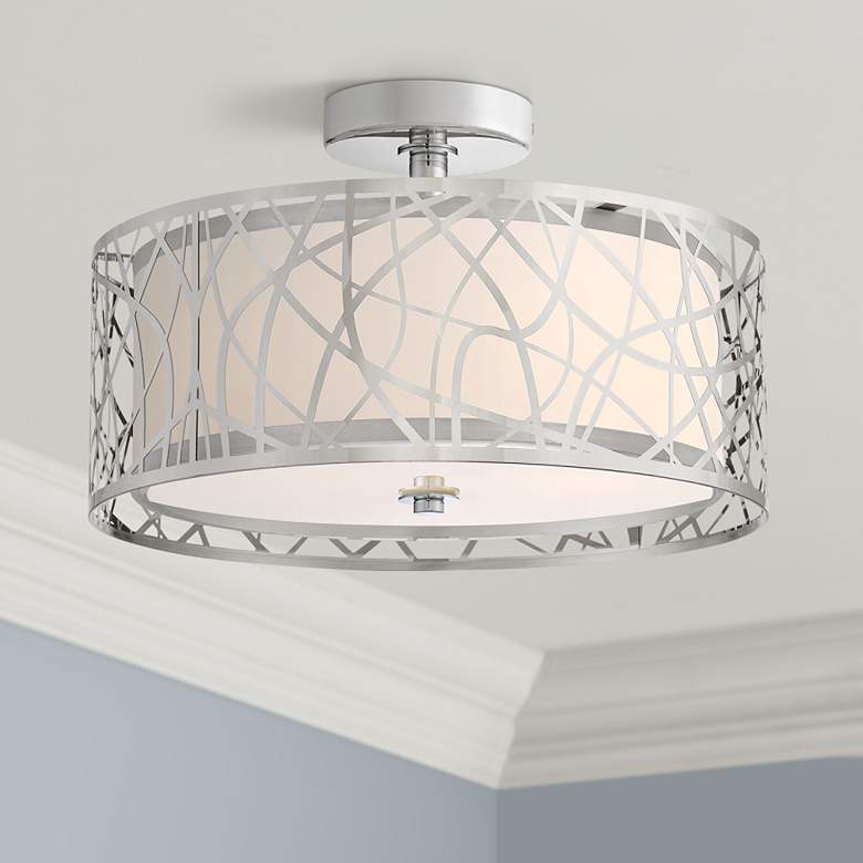 Image 1 Quoizel Platinum 15" Abode and Polished Chrome Ceiling Light