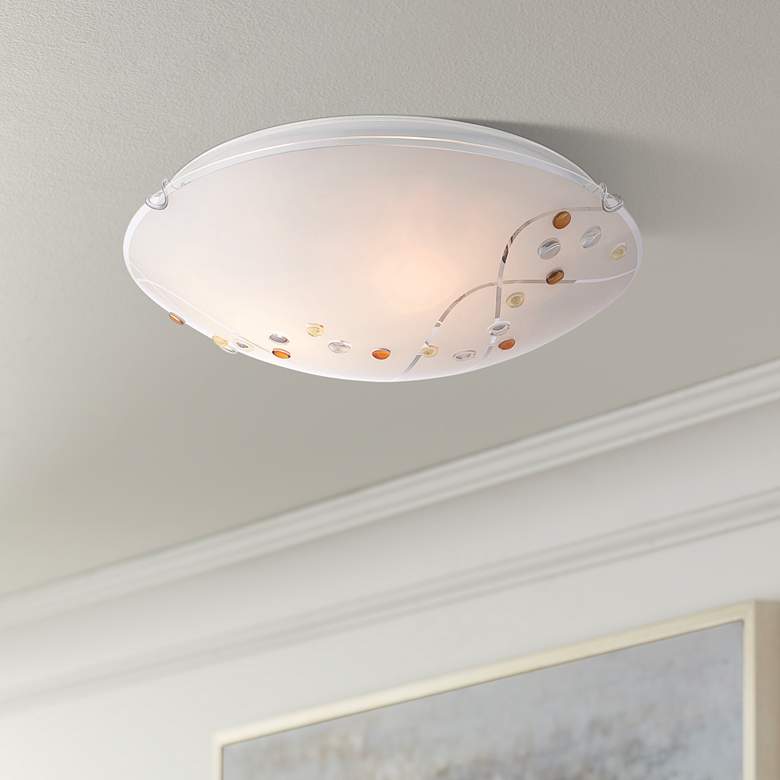 Image 1 Quoizel Platinum Stellar 16" Chrome Silkscreen Glass Ceiling Light
