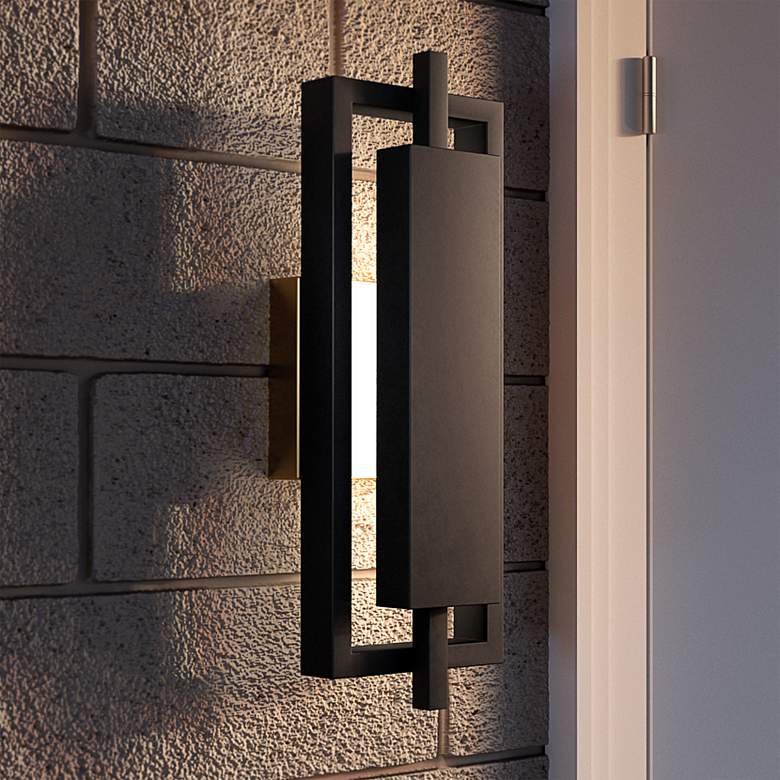 Image 2 Quoizel Pointsett 16" High Matte Black Outdoor LED Wall Light