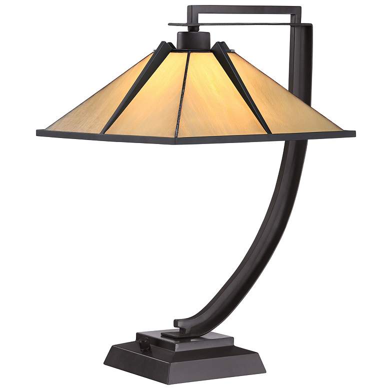 Image 2 Quoizel Pomeroy 21" Vintage Bronze Tiffany Style Accent Table Lamp