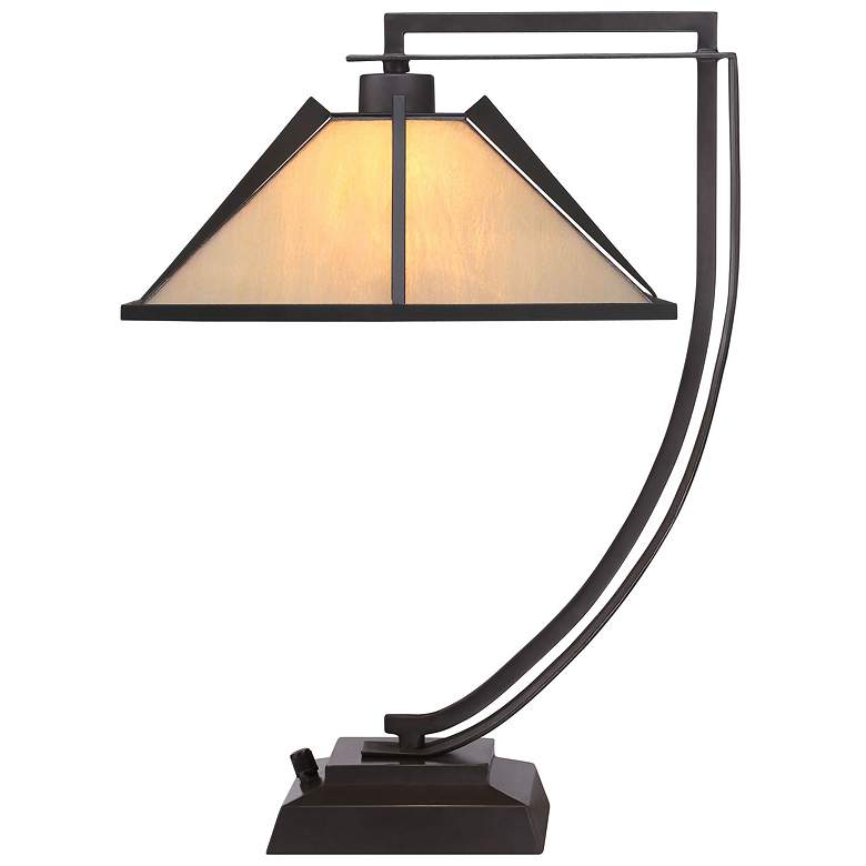 Image 3 Quoizel Pomeroy 21" Vintage Bronze Tiffany Style Accent Table Lamp more views