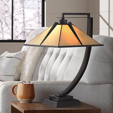 Quoizel Pomeroy 21" Vintage Bronze Tiffany Style Accent Table Lamp