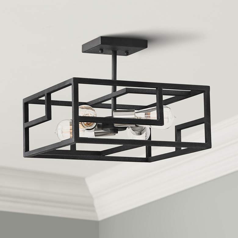 Image 1 Quoizel Portion 14" Wide Gray Ash 4-Light Ceiling Light