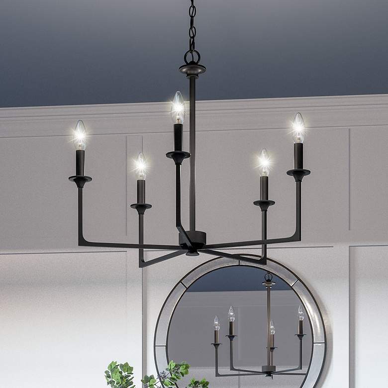 Image 1 Quoizel Prescott 26" Wide Matte Black 5-Light Chandelier