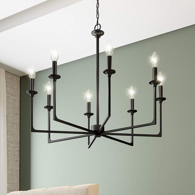 Image 2 Quoizel Prescott 32" Wide Matte Black 8-Light Chandelier