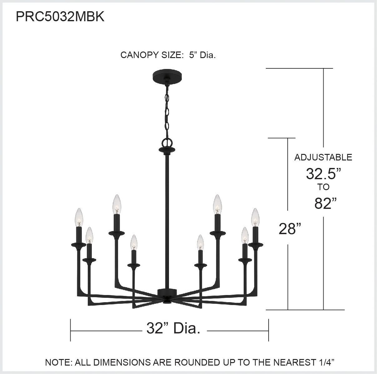 Quoizel Prescott 32" Wide Matte Black 8-Light Chandelier in scene