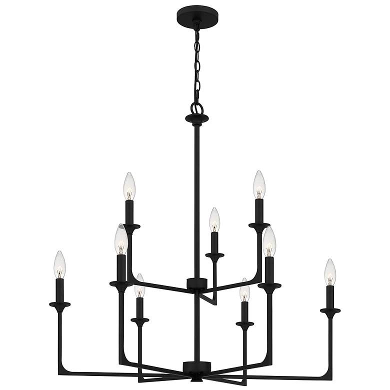 Image 3 Quoizel Prescott 32"W Matte Black 9-Light 2-Tier Chandelier