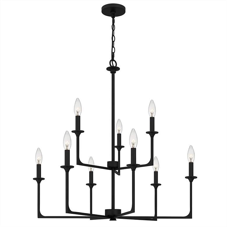 Image 4 Quoizel Prescott 32"W Matte Black 9-Light 2-Tier Chandelier more views